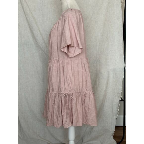 Madewell Linen Blend Lorelai Mini Dress Dusty Blush Pink Size L - Picture 6 of 12